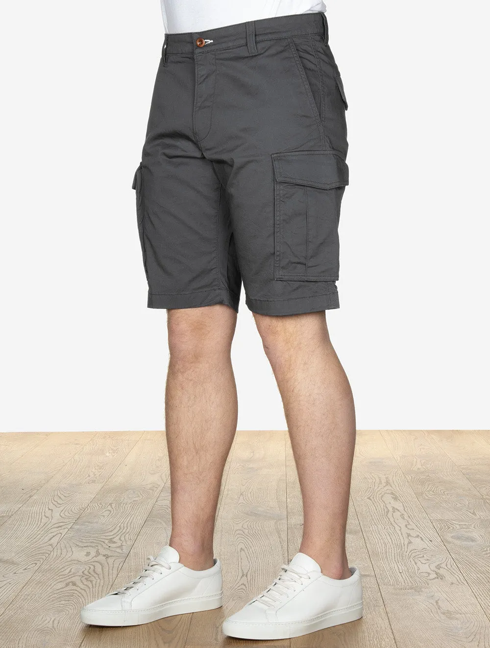 Short Cargo en Sergé Coupe Détendue Anthracite