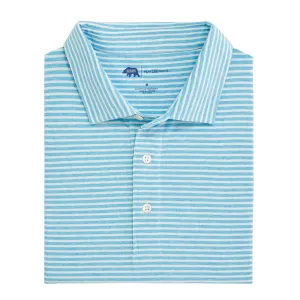 Polo à rayures avec icône - Bleu Cabana