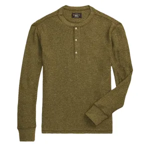 RRL par Ralph Lauren Chemise Henley en maille gaufrée Vert olive chiné