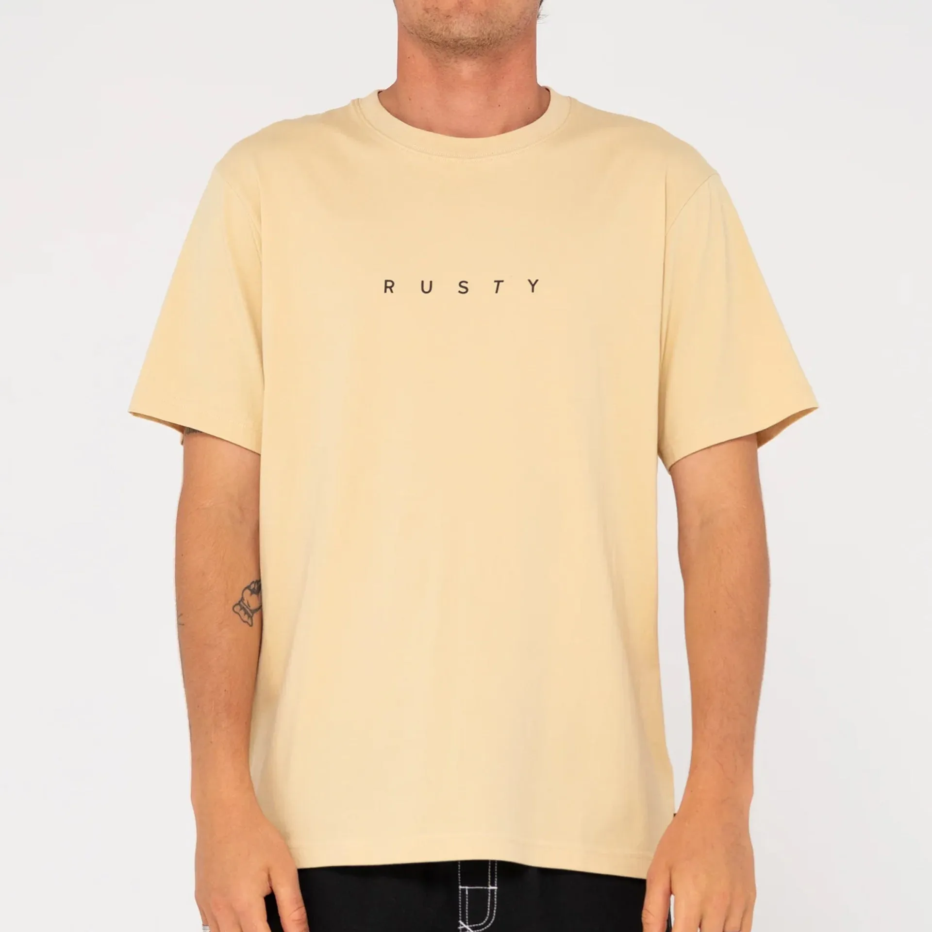 T-shirt court pour homme Rusty Mens Cut 2 à manches courtes - Kaki clair