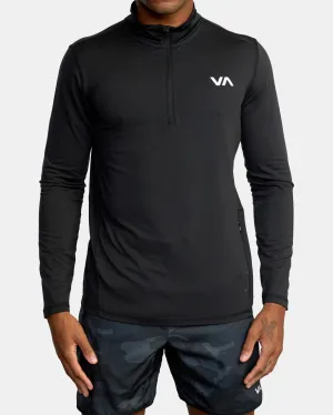 RVCA VA Sport Vent LS Haut à Demi-Zip pour Entraînement - Noir