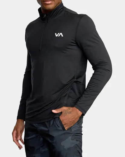 RVCA VA Sport Vent LS Haut à Demi-Zip pour Entraînement - Noir