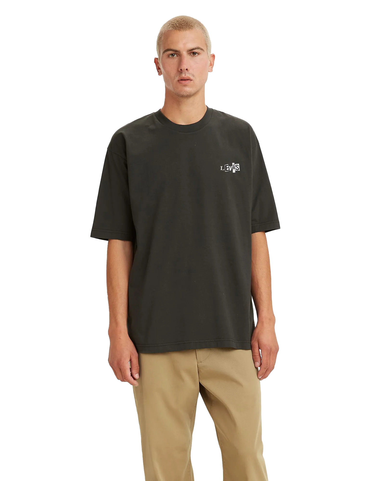 T-shirt graphique skateboard coupe boxy en noir uni