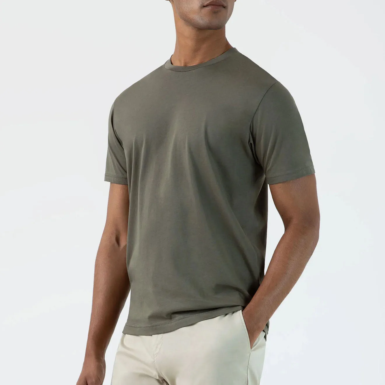 Sunspel Riviera T-shirt col rond manches courtes Khaki