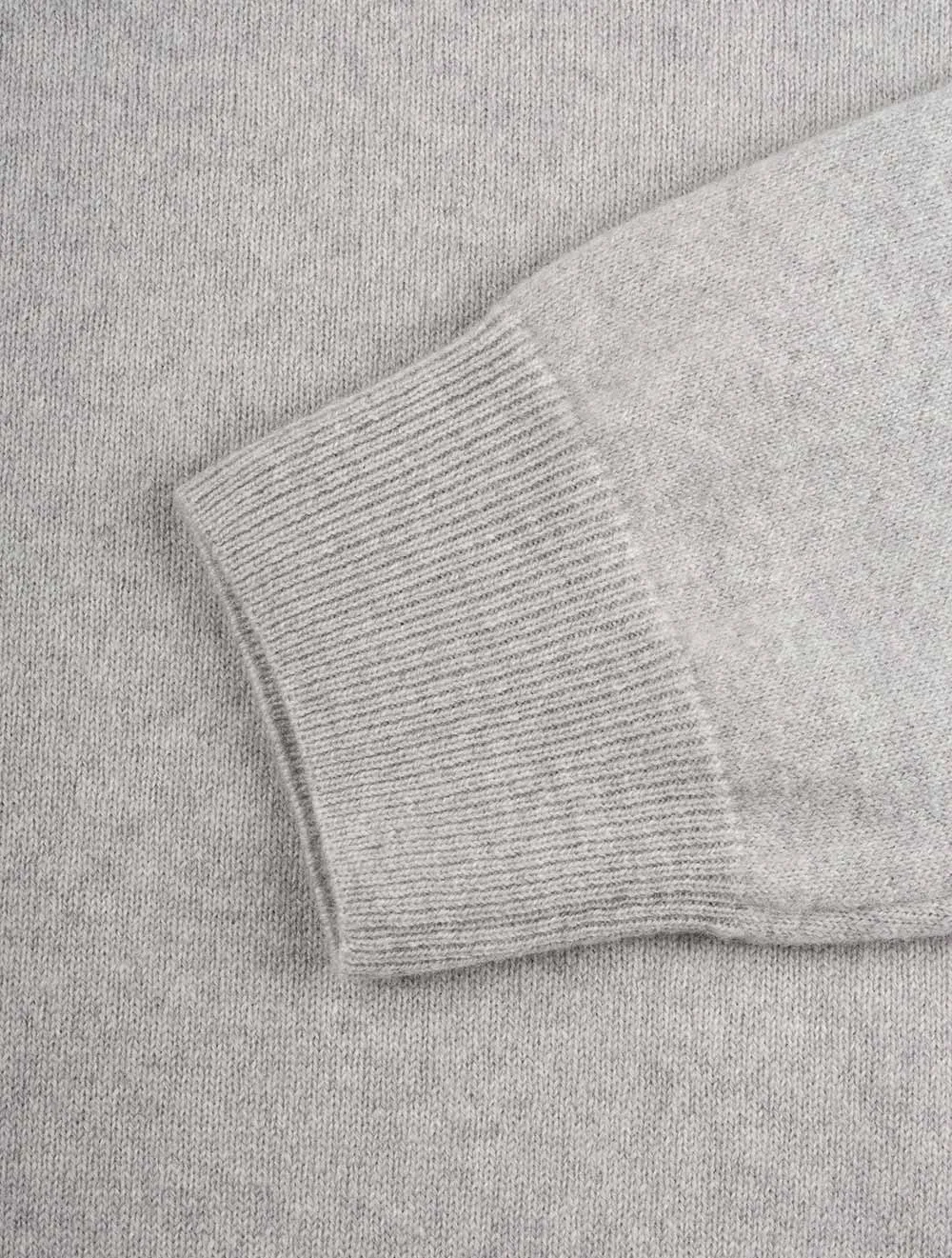 Pull Super Fin en Laine Mérinos à Demi-Zip Gris Clair Mélangé