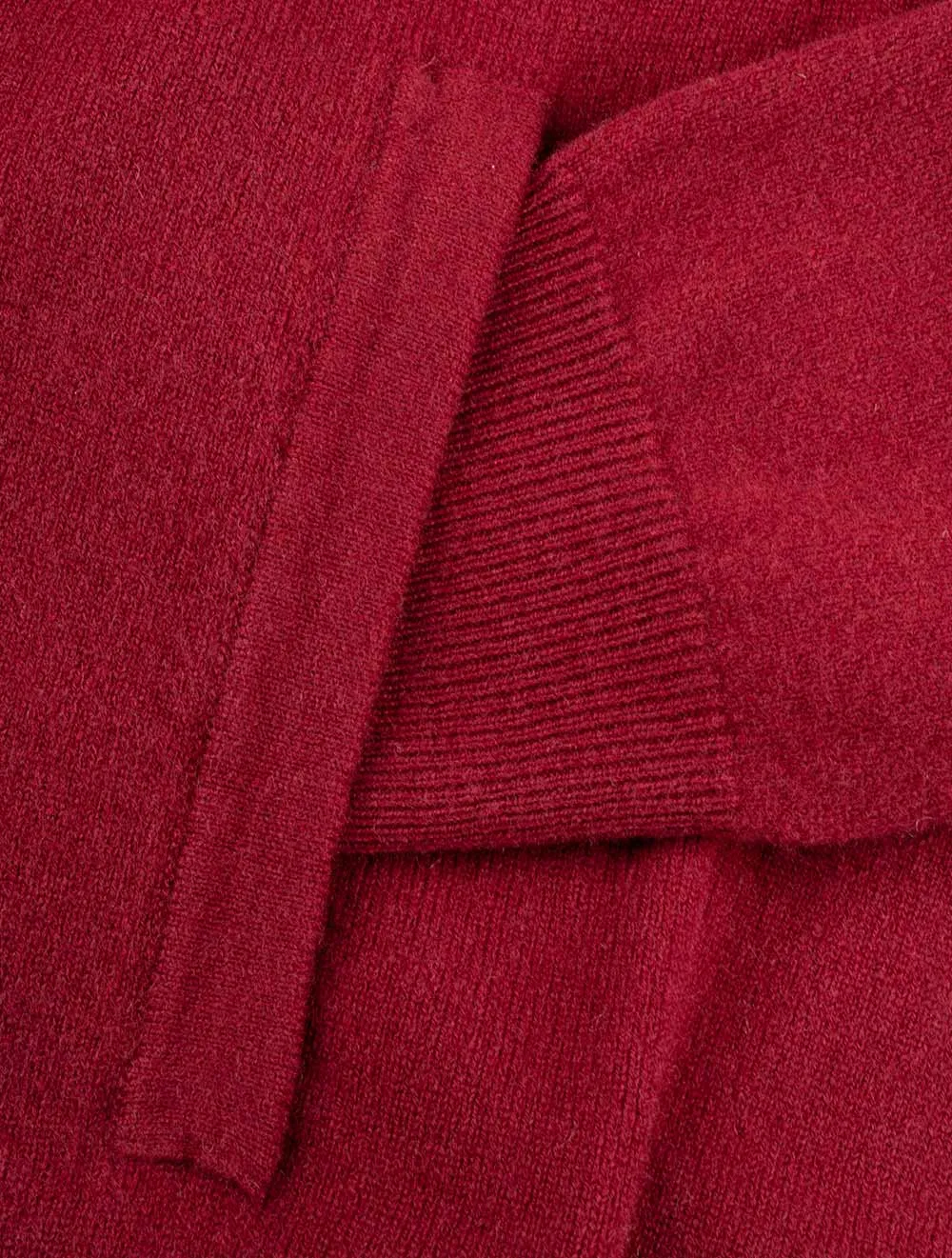 Cardigan Super Fin en Laine Mérinos à Fermeture Éclair Port Rouge