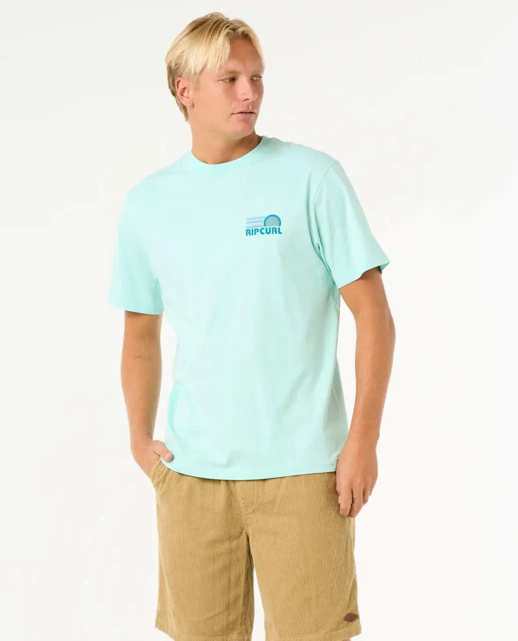 T-shirt Surf Revival superposé en aqua clair