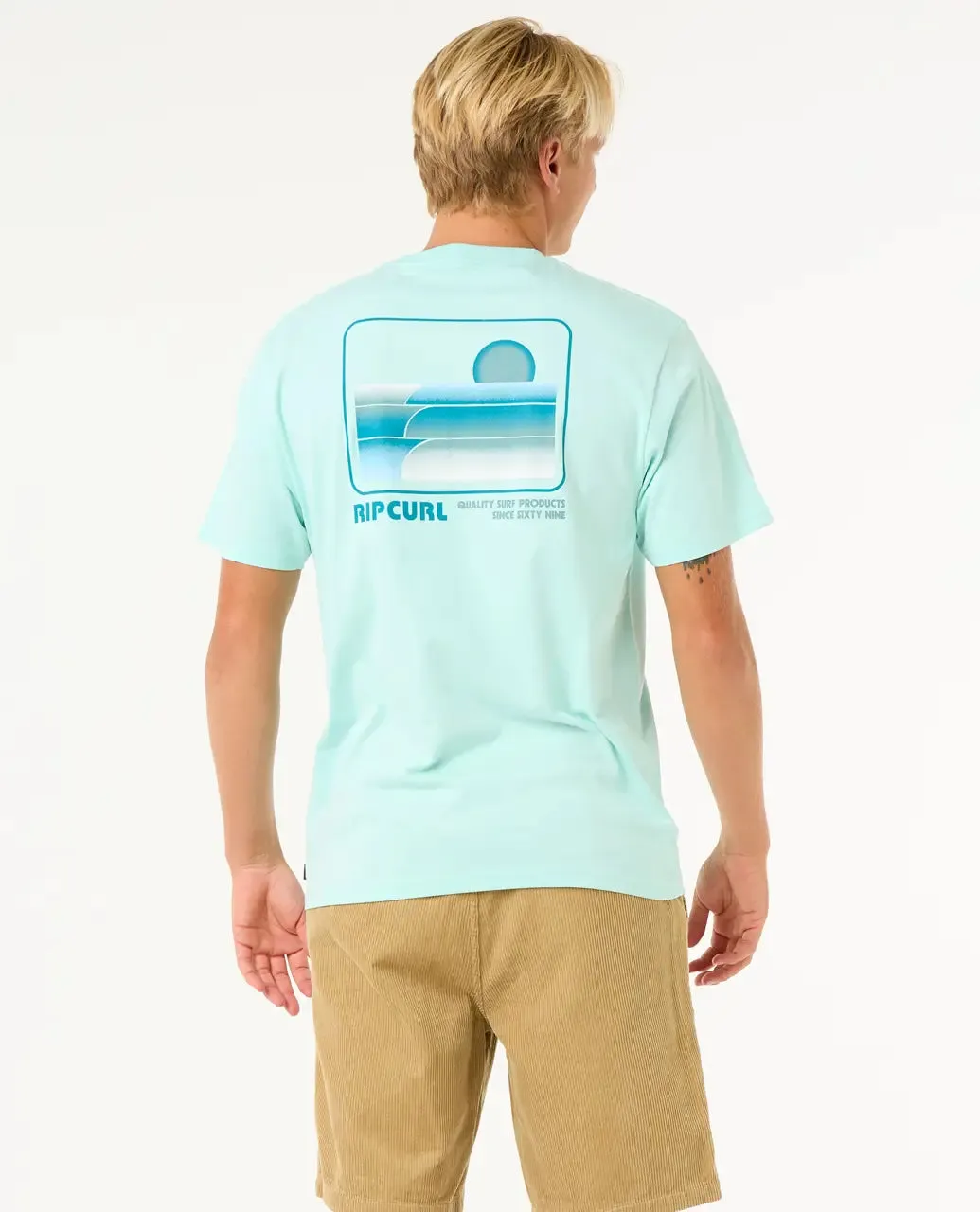 T-shirt Surf Revival superposé en aqua clair