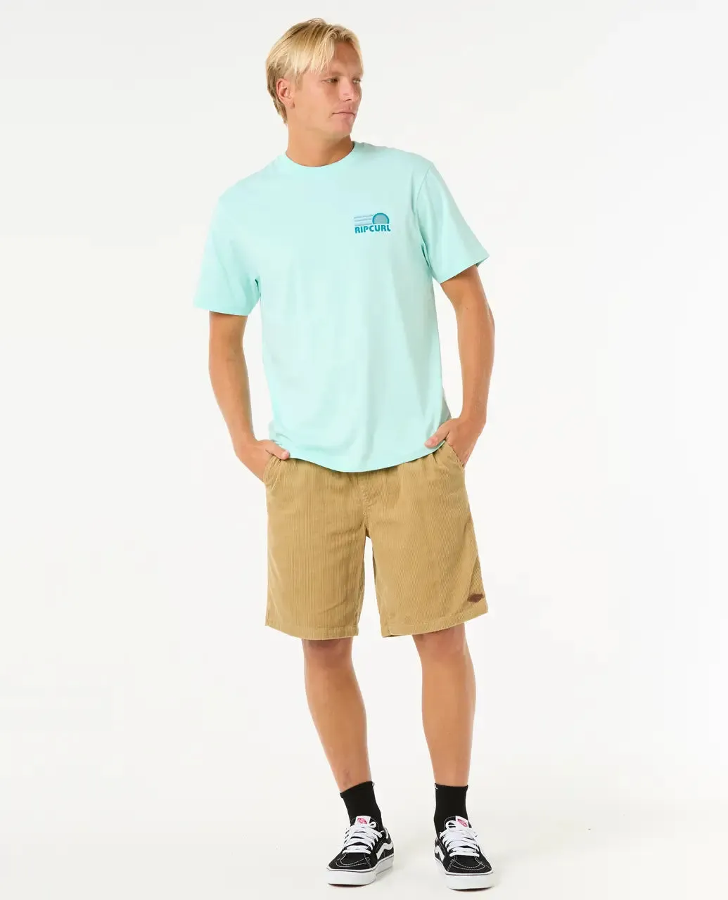 T-shirt Surf Revival superposé en aqua clair