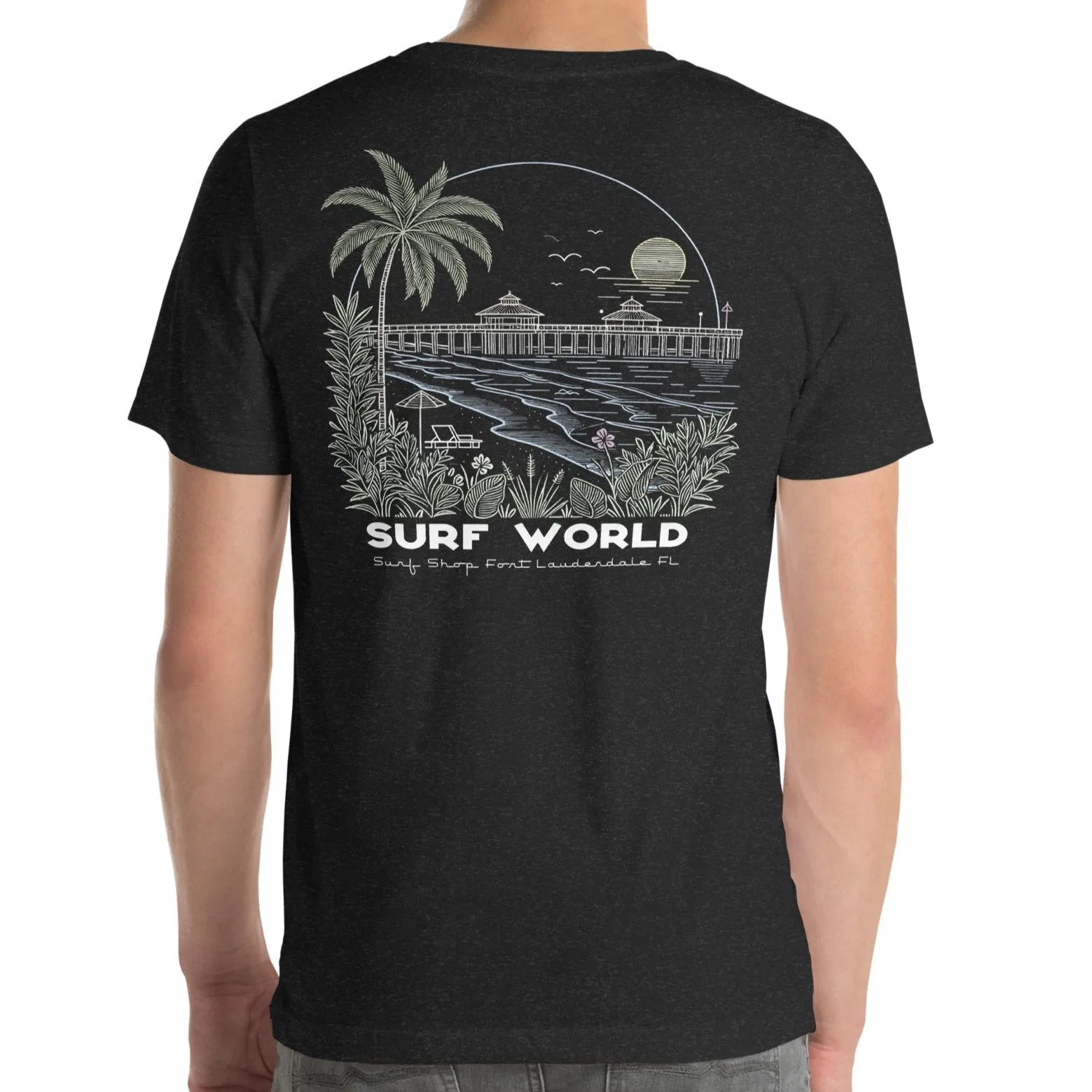 T-shirt Surf World à motifs palmes pastel