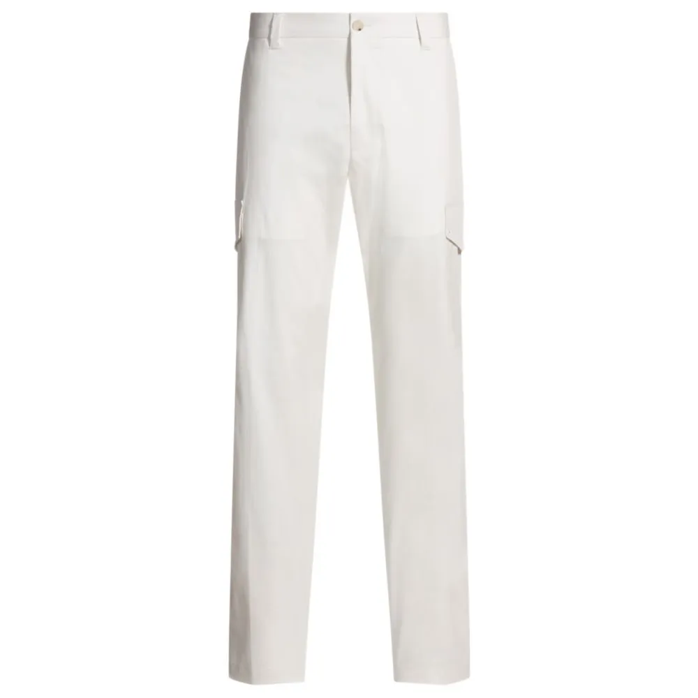 Pantalon ajusté effilé en coton, soie et élasthanne