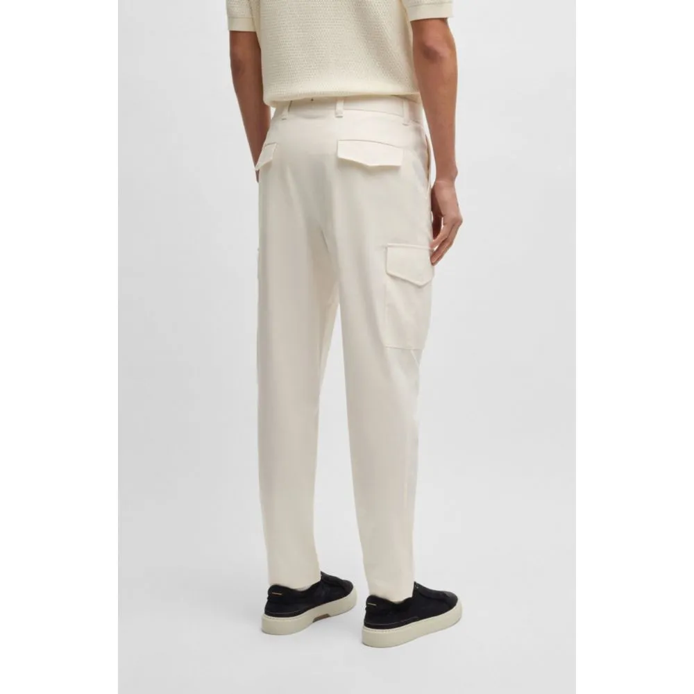 Pantalon ajusté effilé en coton, soie et élasthanne