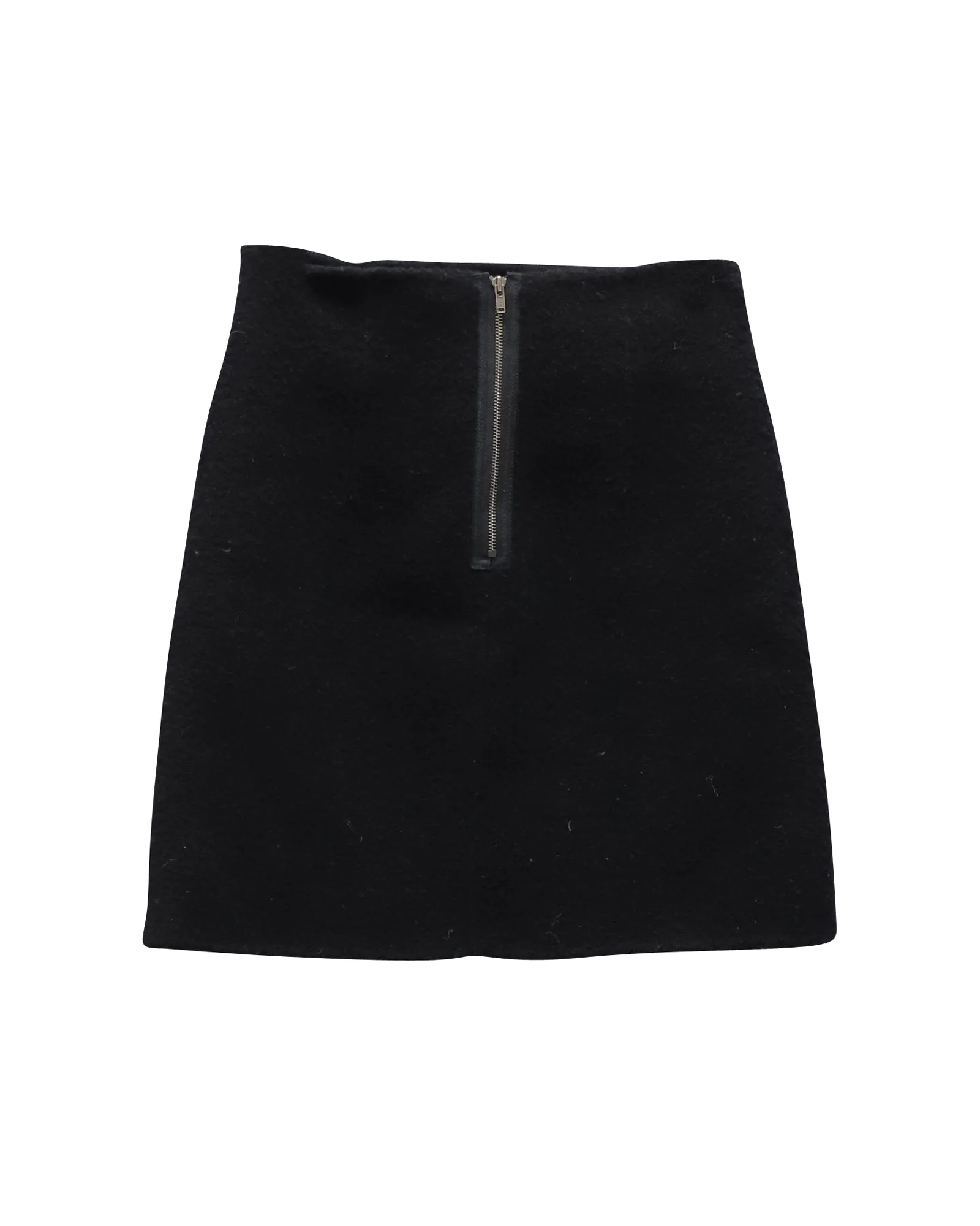 Mini-jupe en laine noire avec garniture en cuir Theory