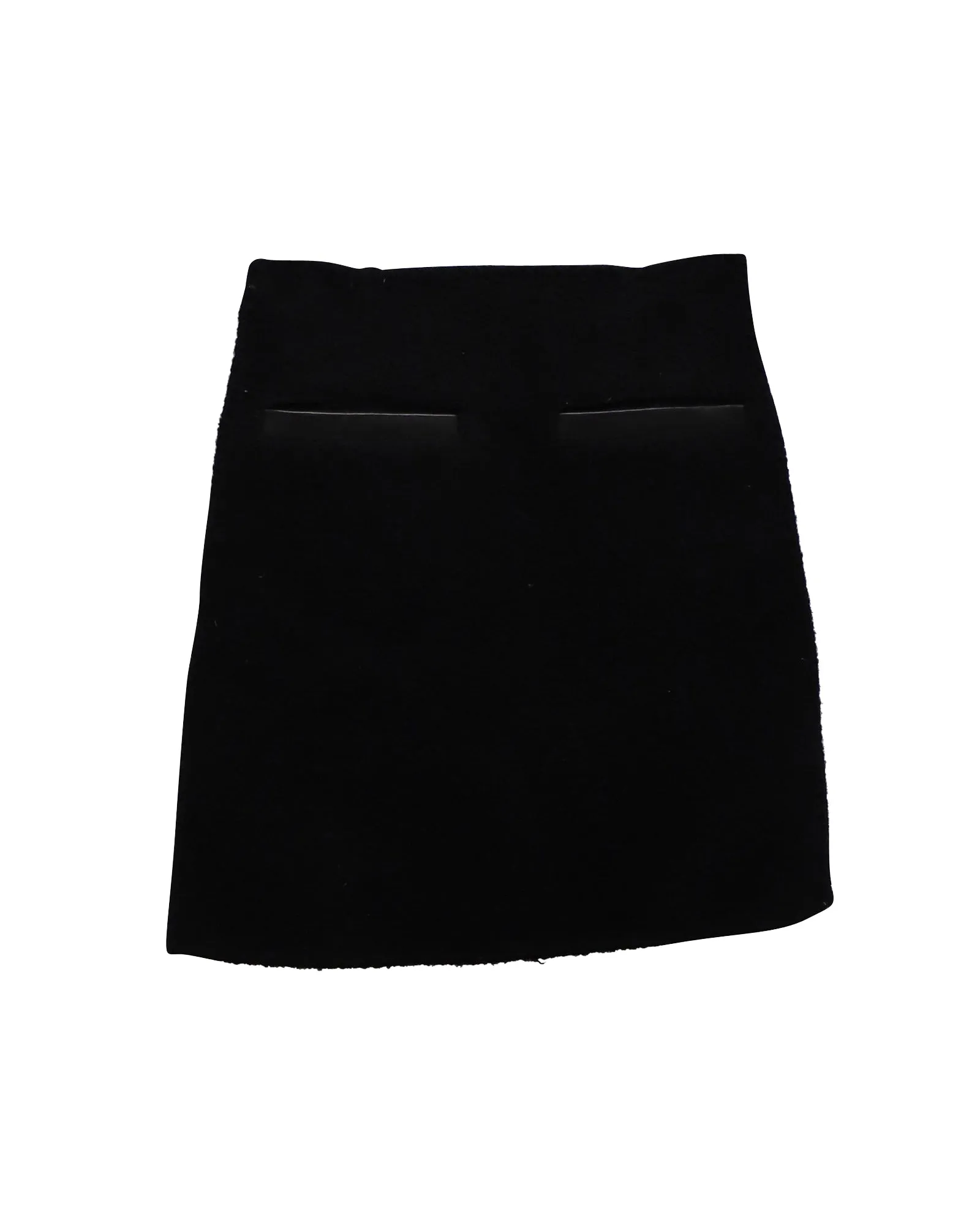 Mini-jupe en laine noire avec garniture en cuir Theory