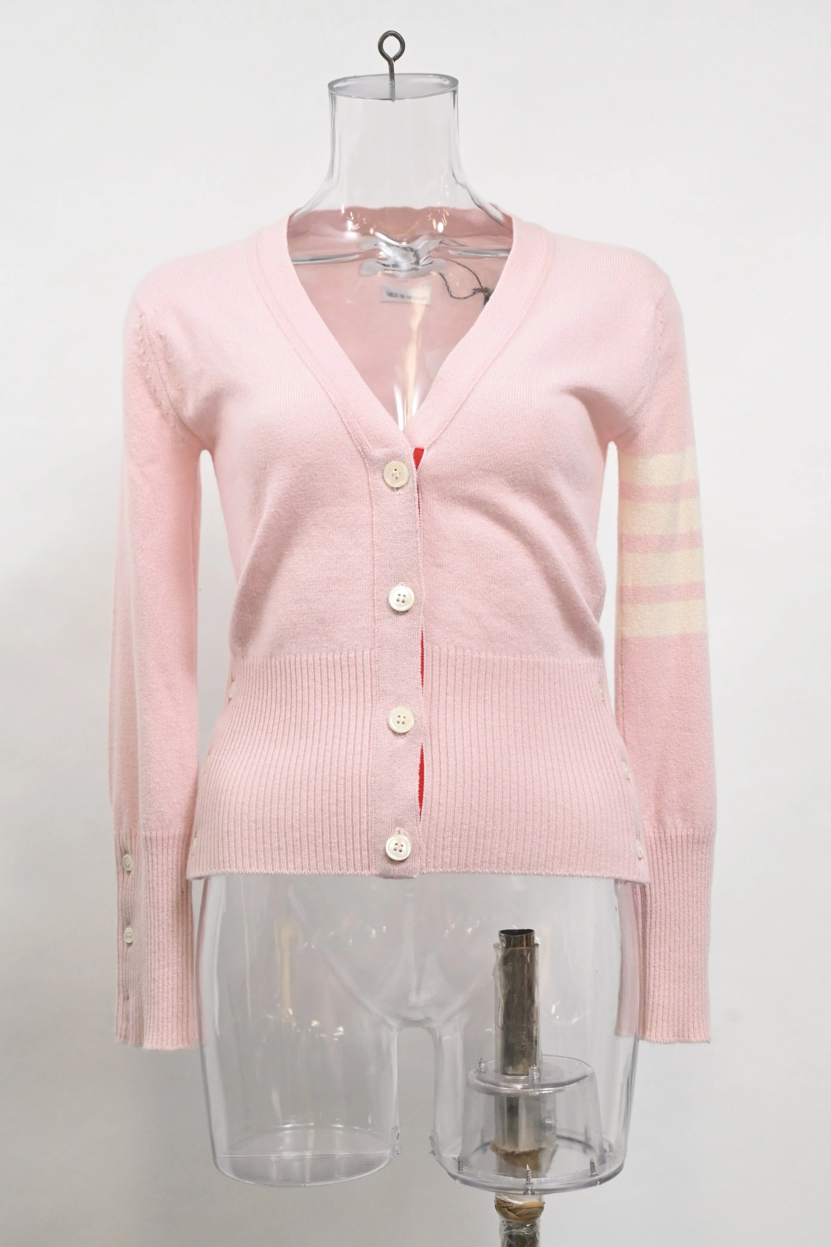Cardigan à boutons Thom Browne 4-Bar en coton rose