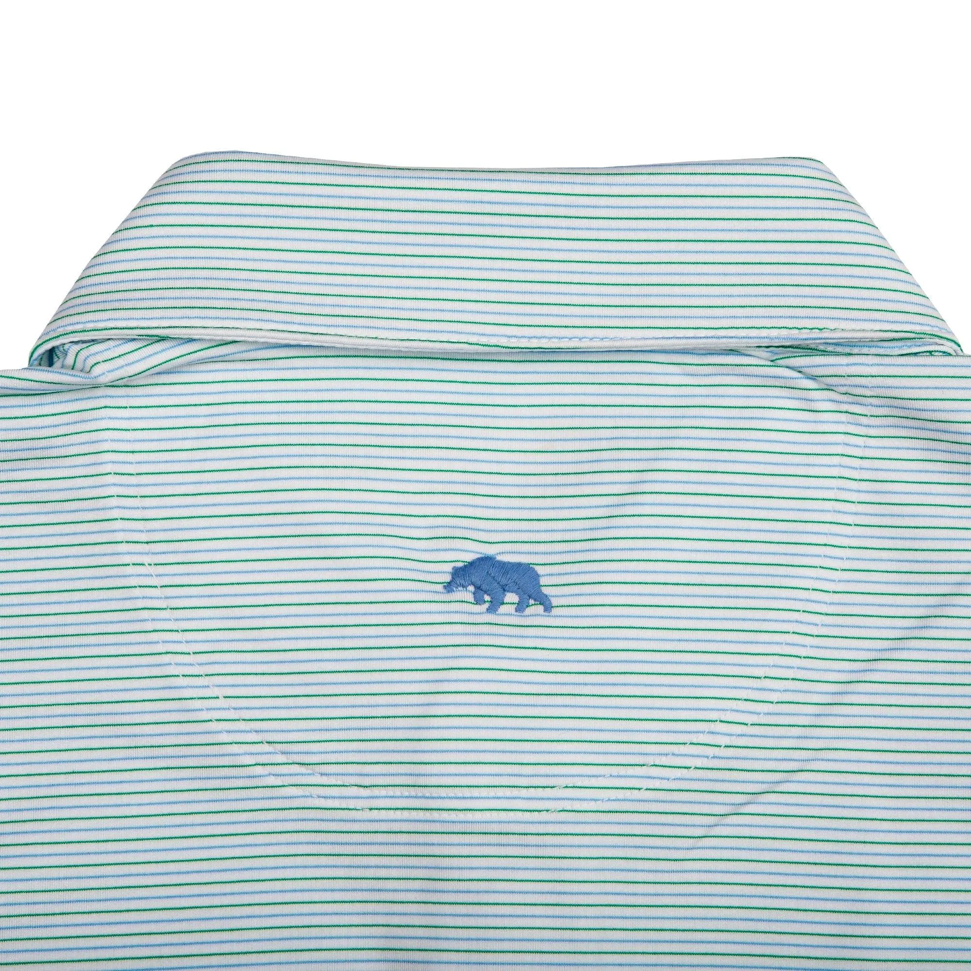 Polo de Performance Tour Stripe - Bleu/Vert
