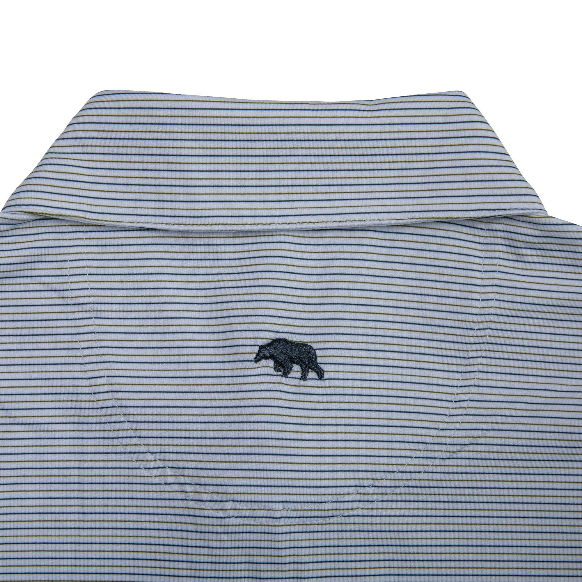 Polo de Performance Tour Stripe - Vert Olive/Bleu Universitaire