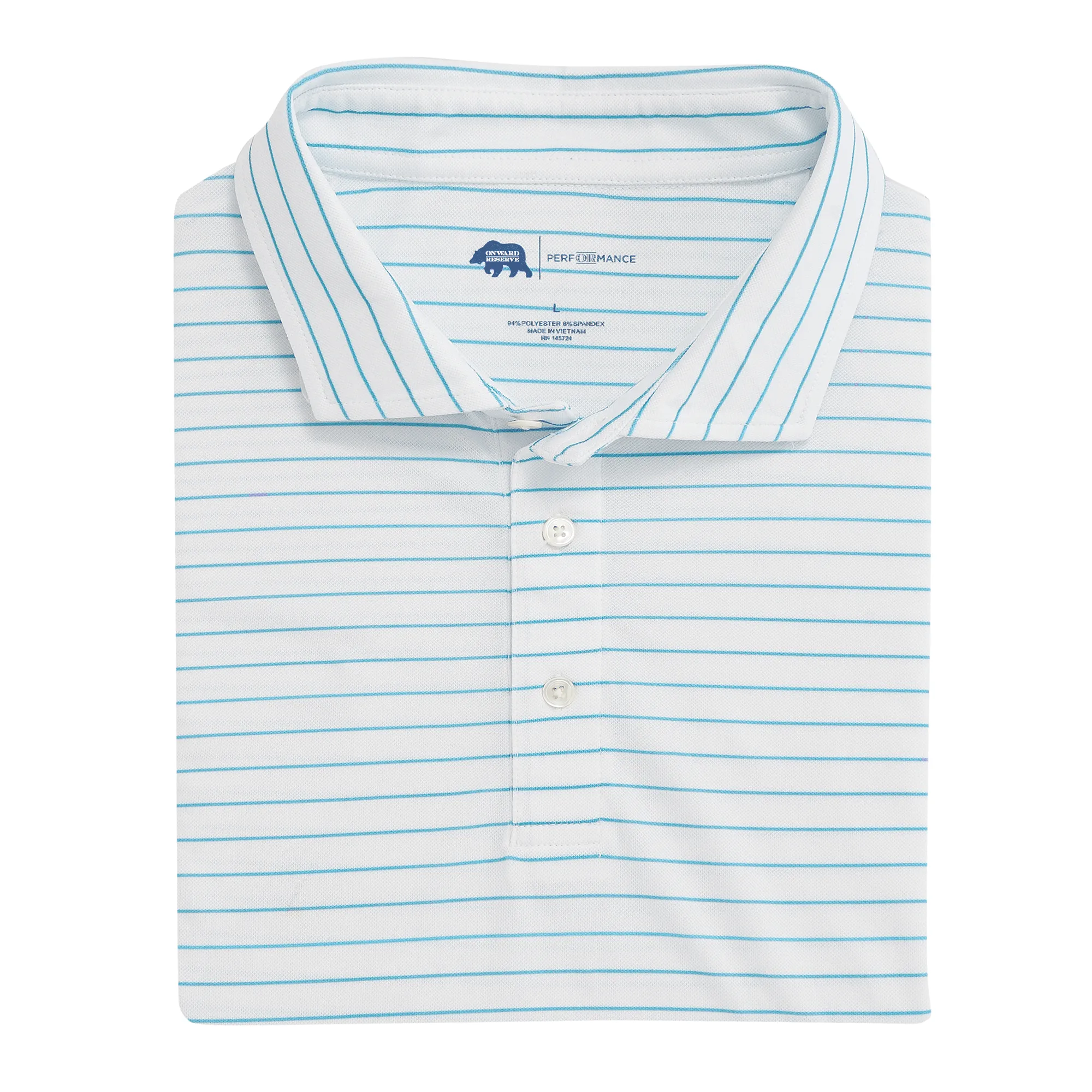 Polo Performance Piqué à Rayures Tourney - Bleu Cabana