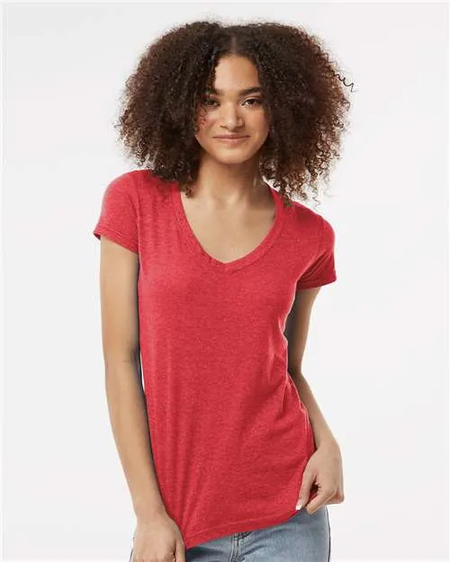 Tultex 244 T-shirt pour femmes à col en V en poly-riche