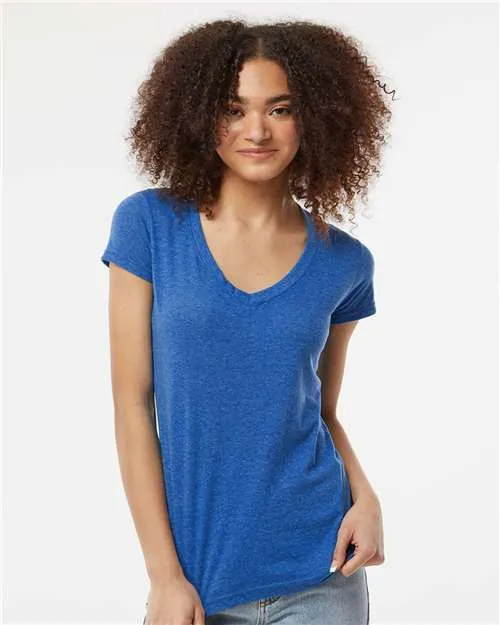 Tultex 244 T-shirt pour femmes à col en V en poly-riche