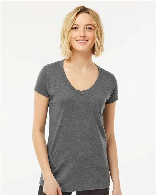 Tultex 244 T-shirt pour femmes à col en V en poly-riche