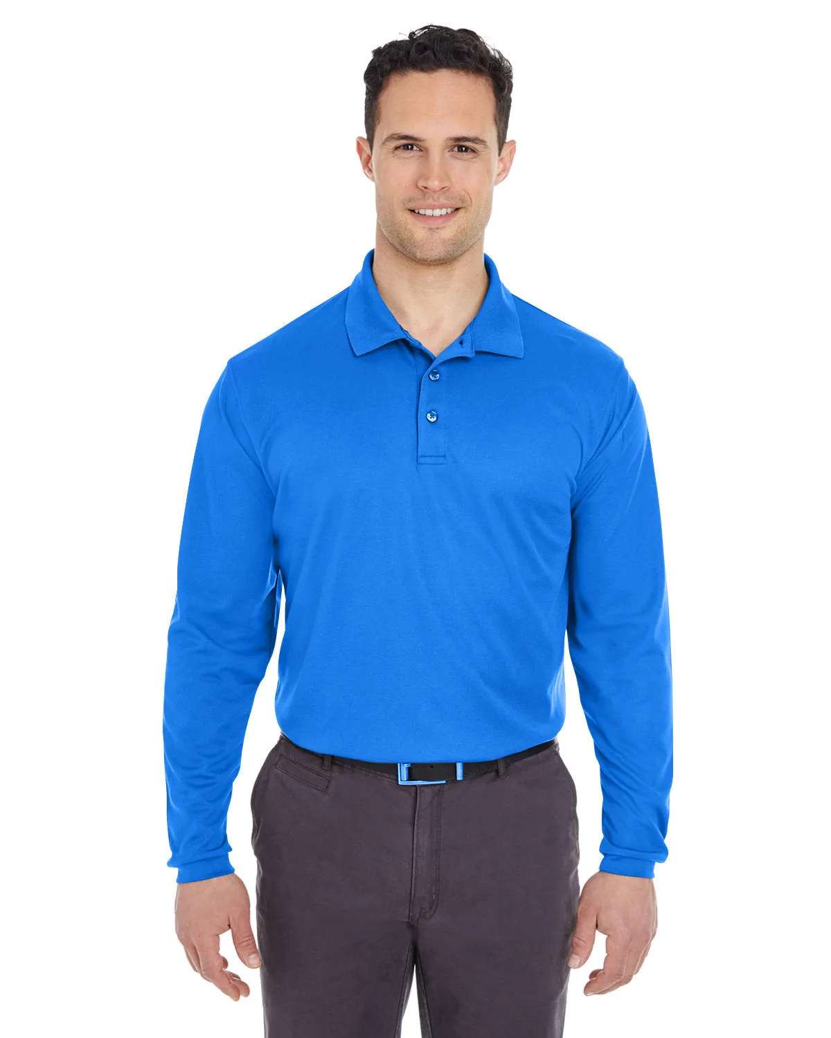 UltraClub 8210LS Polo Adulte à Manches Longues en Maille Piqué Fraîche et Sèche