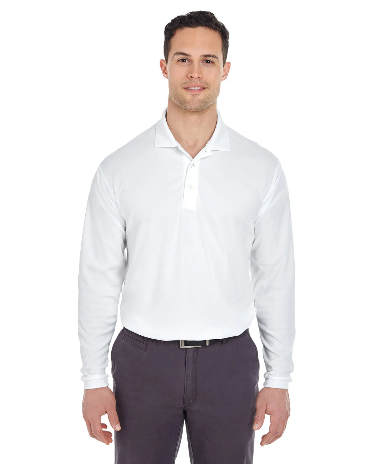 UltraClub 8210LS Polo Adulte à Manches Longues en Maille Piqué Fraîche et Sèche