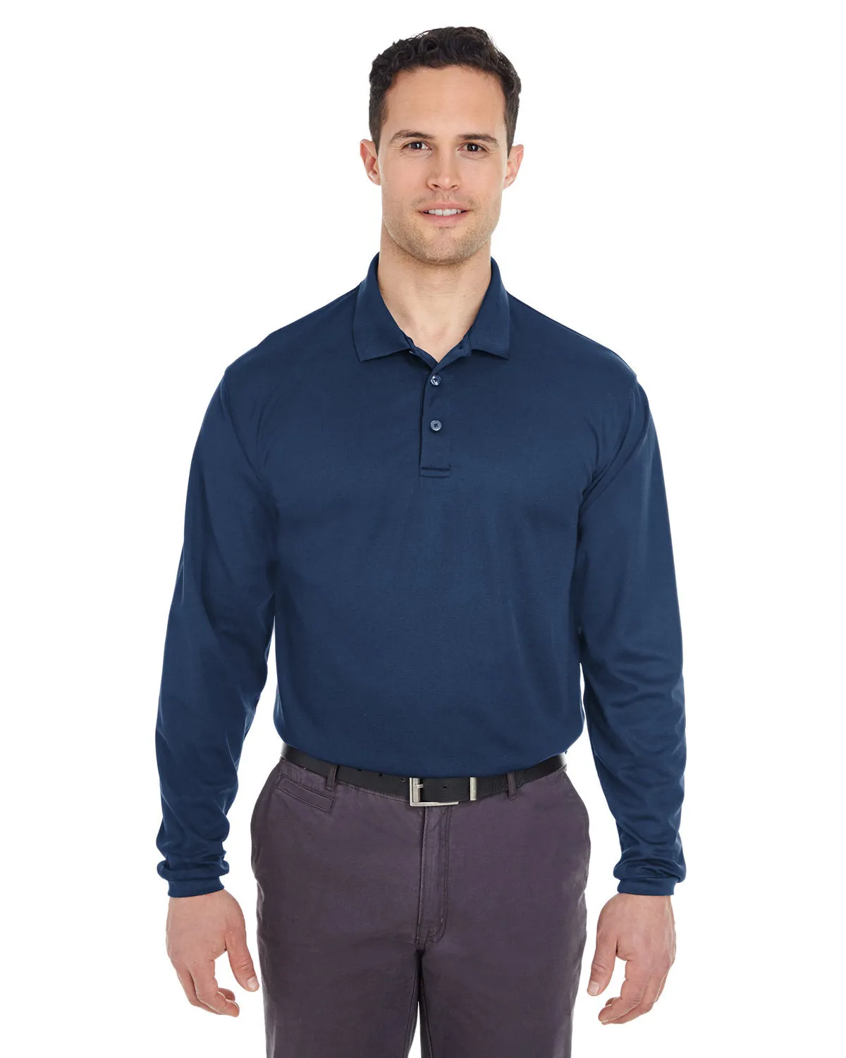 UltraClub 8210LS Polo Adulte à Manches Longues en Maille Piqué Fraîche et Sèche