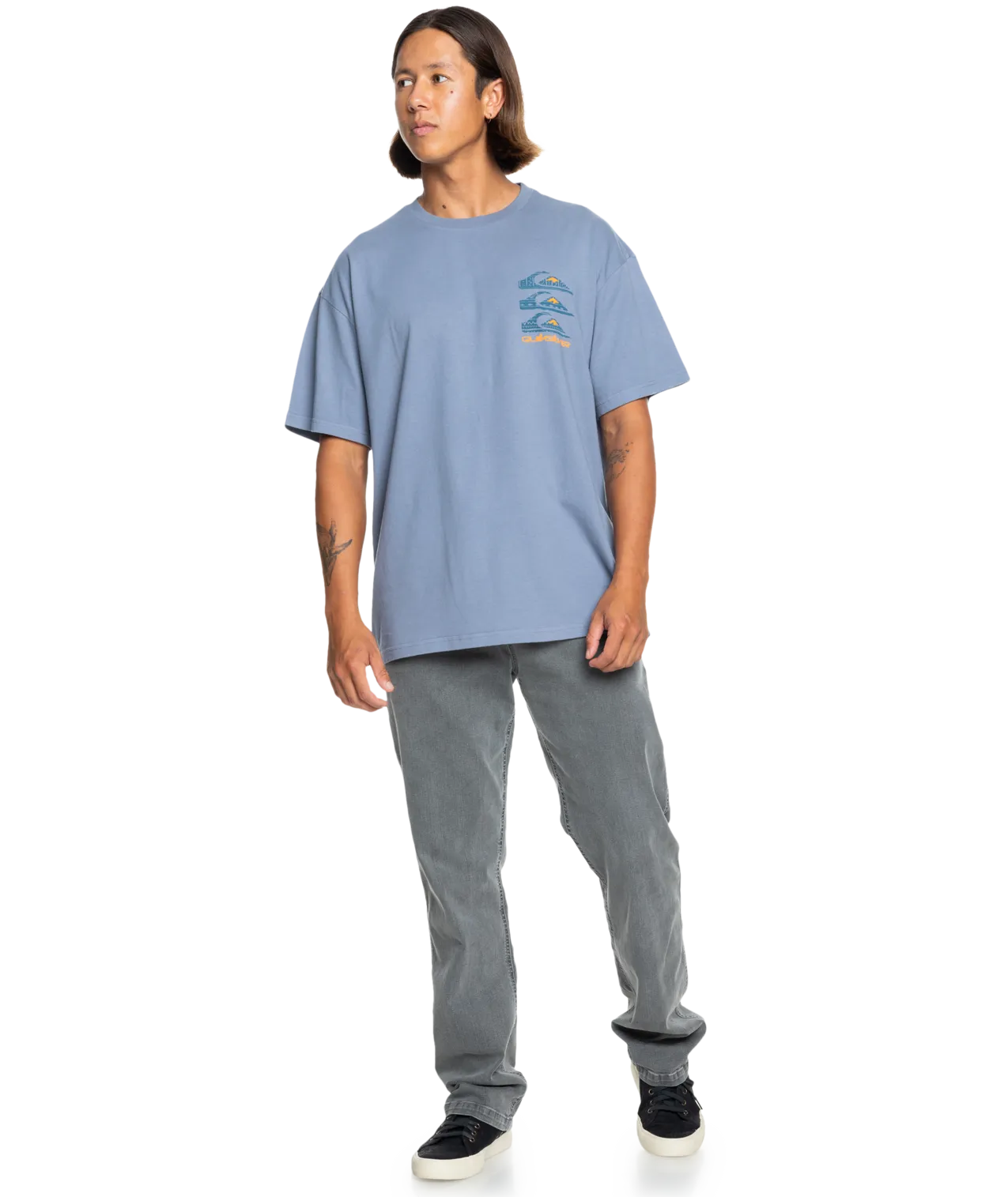 T-shirt à logos verticaux en pierre de silex