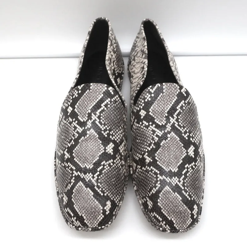 Vince Loafers Paz Gris/Crème Cuir Imprimé Serpent Taille 7 Mocassins à Enfiler