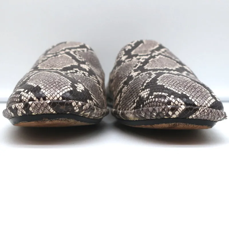 Vince Loafers Paz Gris/Crème Cuir Imprimé Serpent Taille 7 Mocassins à Enfiler