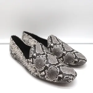 Vince Loafers Paz Gris/Crème Cuir Imprimé Serpent Taille 7 Mocassins à Enfiler