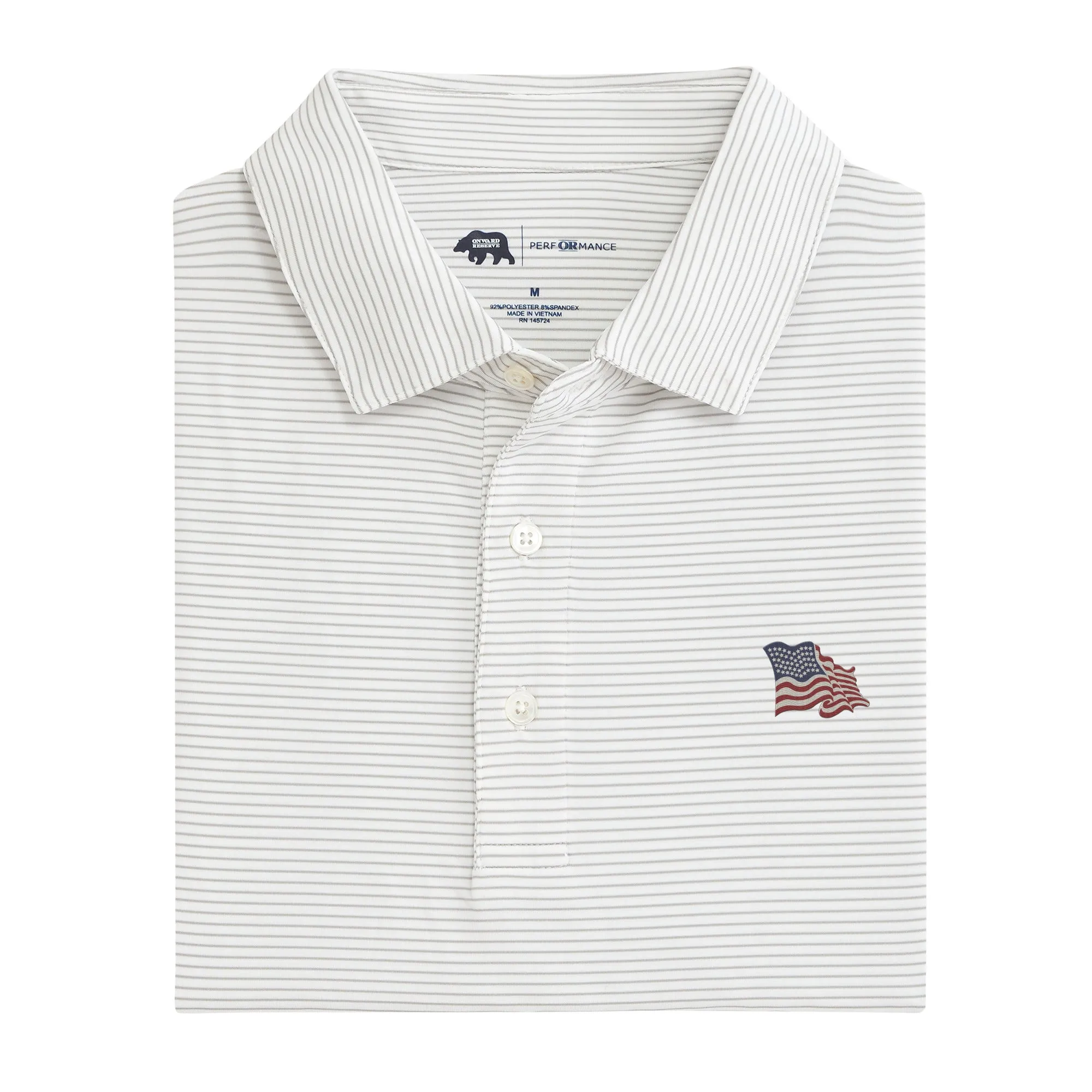 Polo Performance à Rayures Vintage Flag Birdie - Gris Mirage