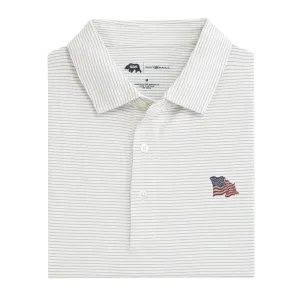 Polo Performance à Rayures Vintage Flag Birdie - Gris Mirage