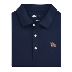 Polo Performance Solide Vintage Flag - Bleu Marine Classique