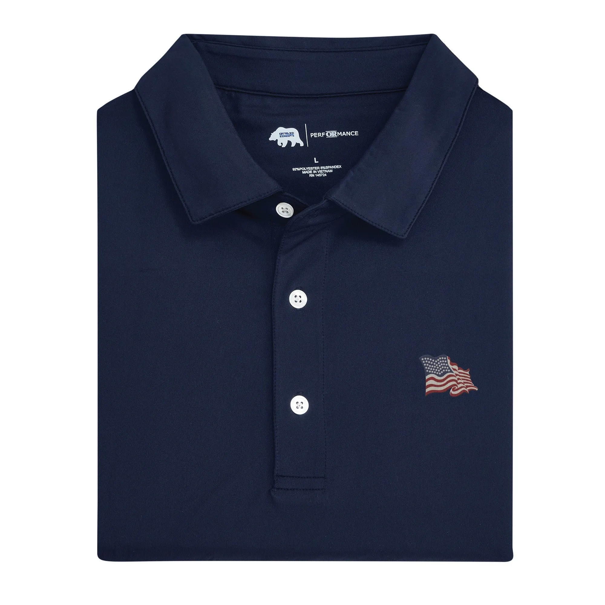 Polo Performance Solide Vintage Flag - Bleu Marine Classique