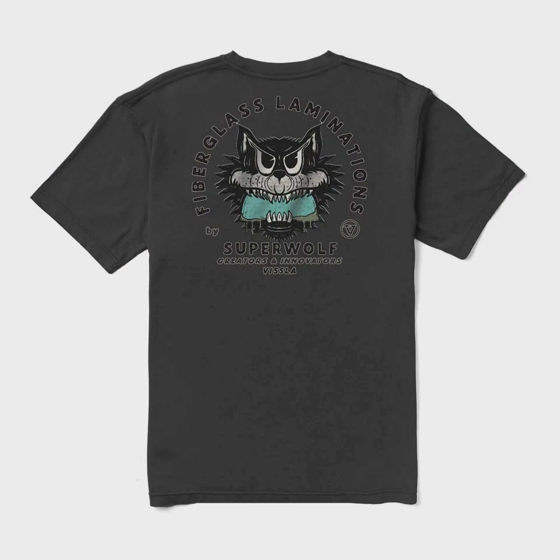 Vissla T-shirt Premium Super Wolf pour Homme avec poche - Noir