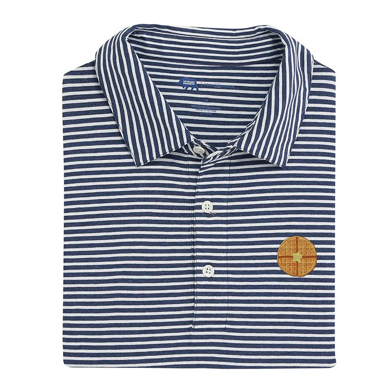 Polo à rayures avec icône de gaufre et icône de rangée - Bleu marine classique