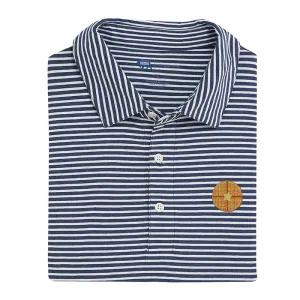 Polo à rayures avec icône de gaufre et icône de rangée - Bleu marine classique