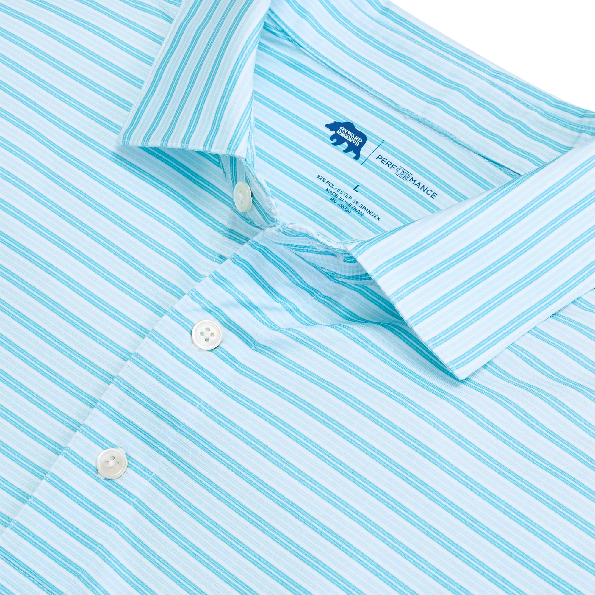 Polo Performance à Rayures Wedge - Bleu Cabana