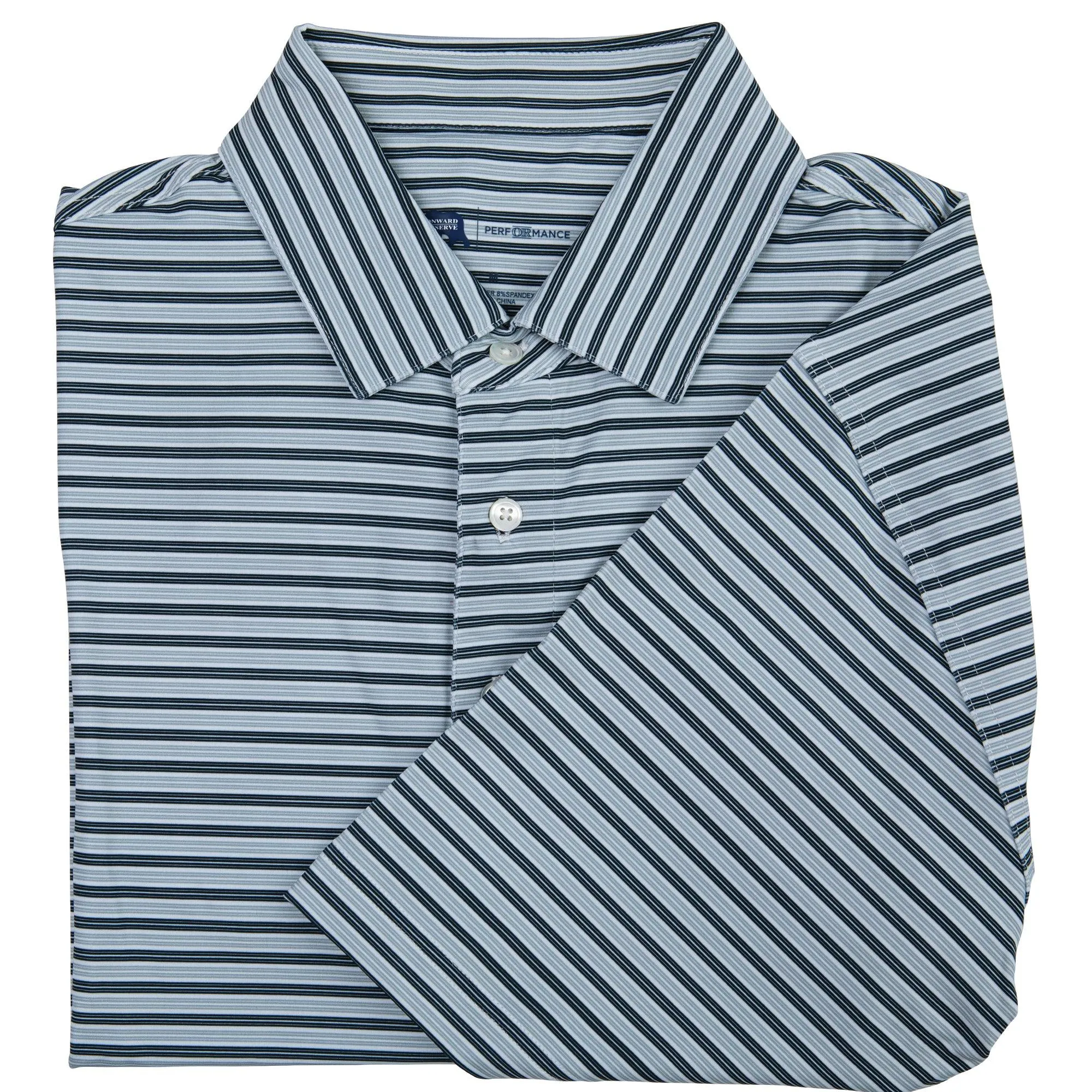 Polo Performance à Rayures Wedge - Bleu Universitaire