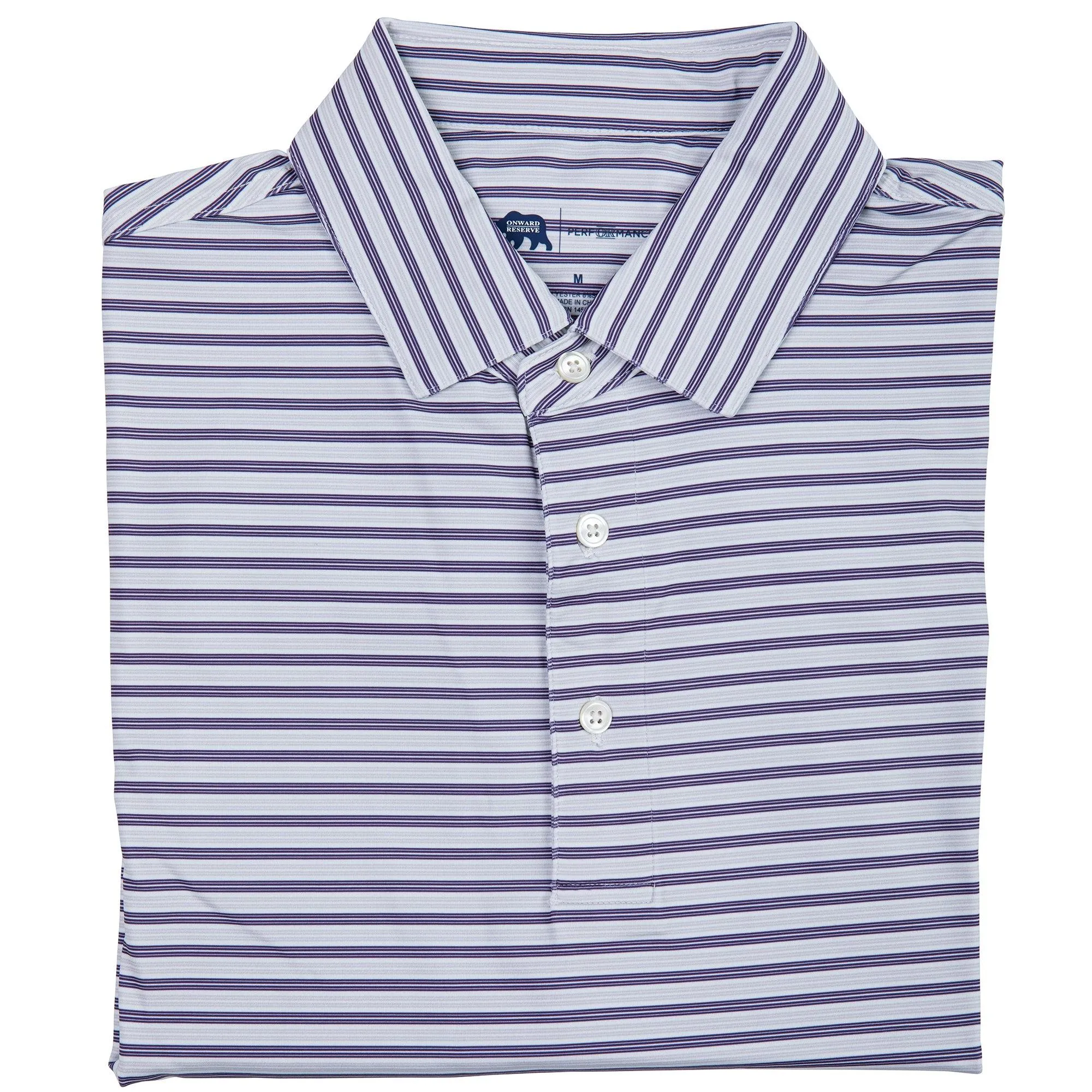 Polo de Performance à Rayures Wedge - Loganberry