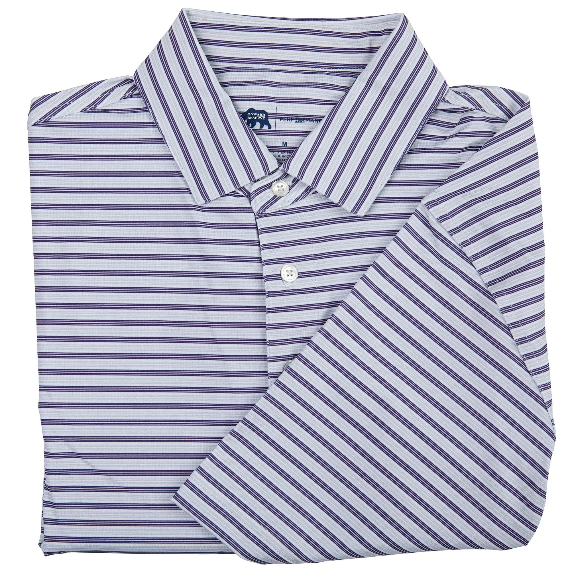 Polo de Performance à Rayures Wedge - Loganberry
