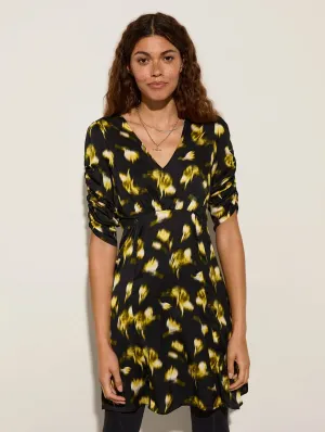 Robe recyclée Winnie LENZING™ ECOVERO™ | Fleurs floues noires