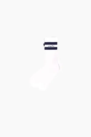 Chaussettes Sporty & Rich Faubourg pour Femme - Blanc / Marine