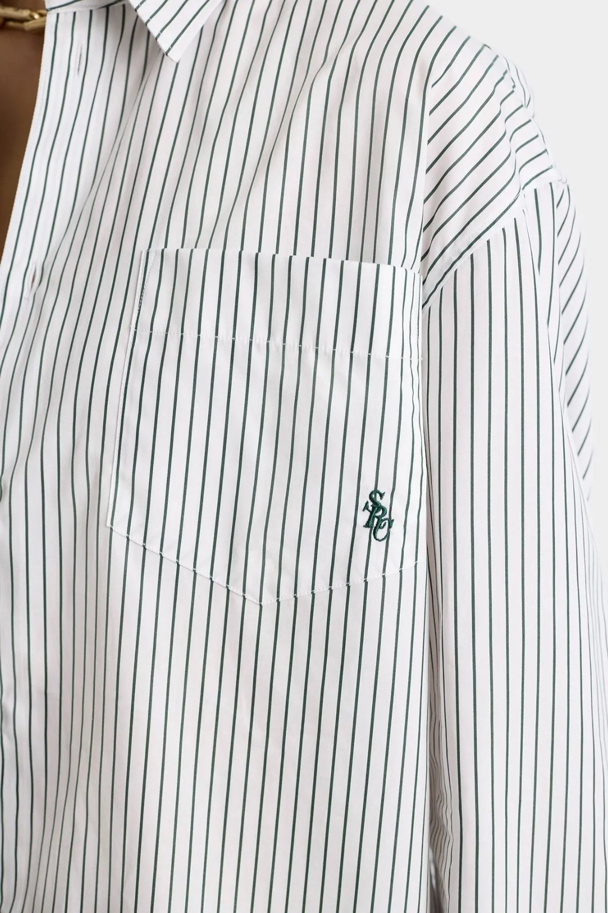 Chemise oversize Sporty & Rich pour femme - Rayures forest