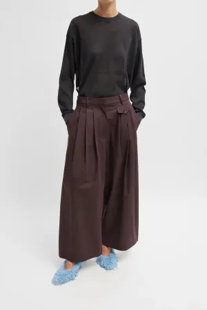 Pantalon court à triple plis Bio Twill Tibi Tibi pour femme - Prune
