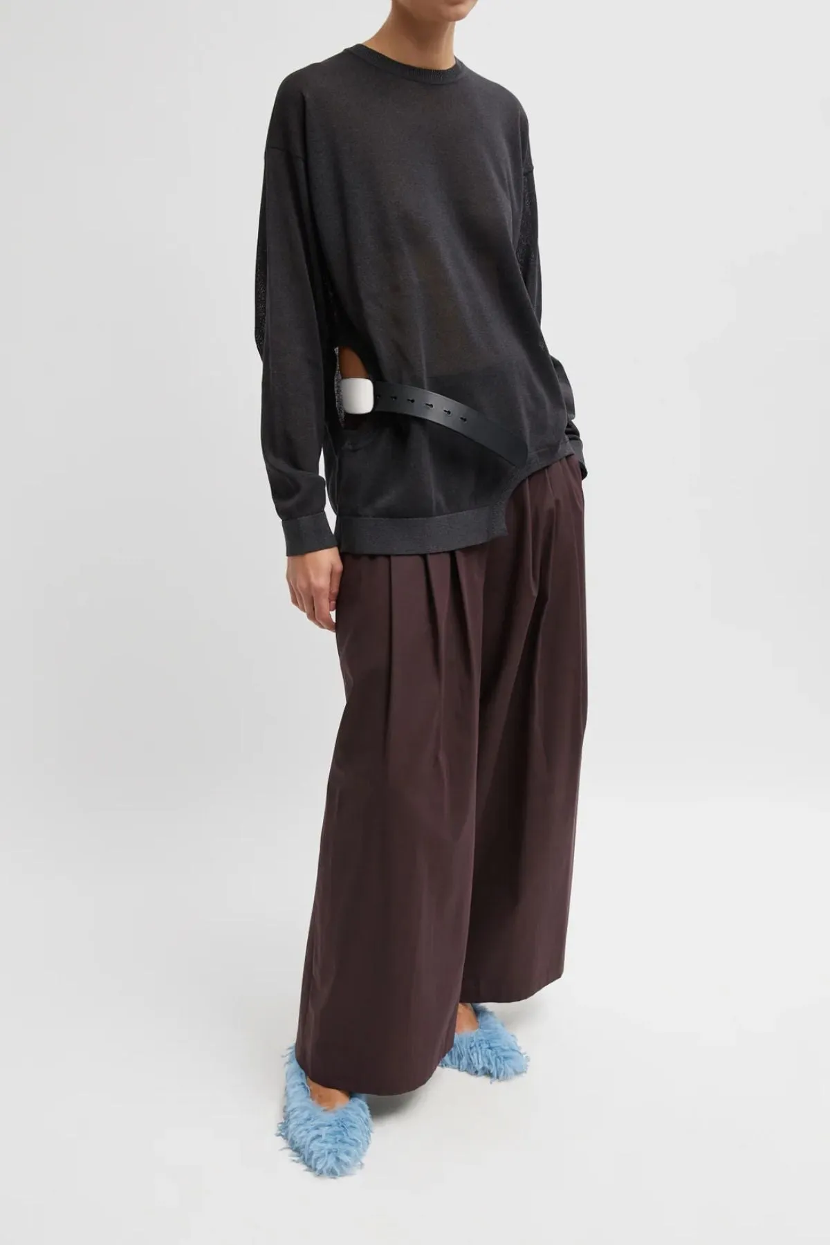 Pantalon court à triple plis Bio Twill Tibi Tibi pour femme - Prune