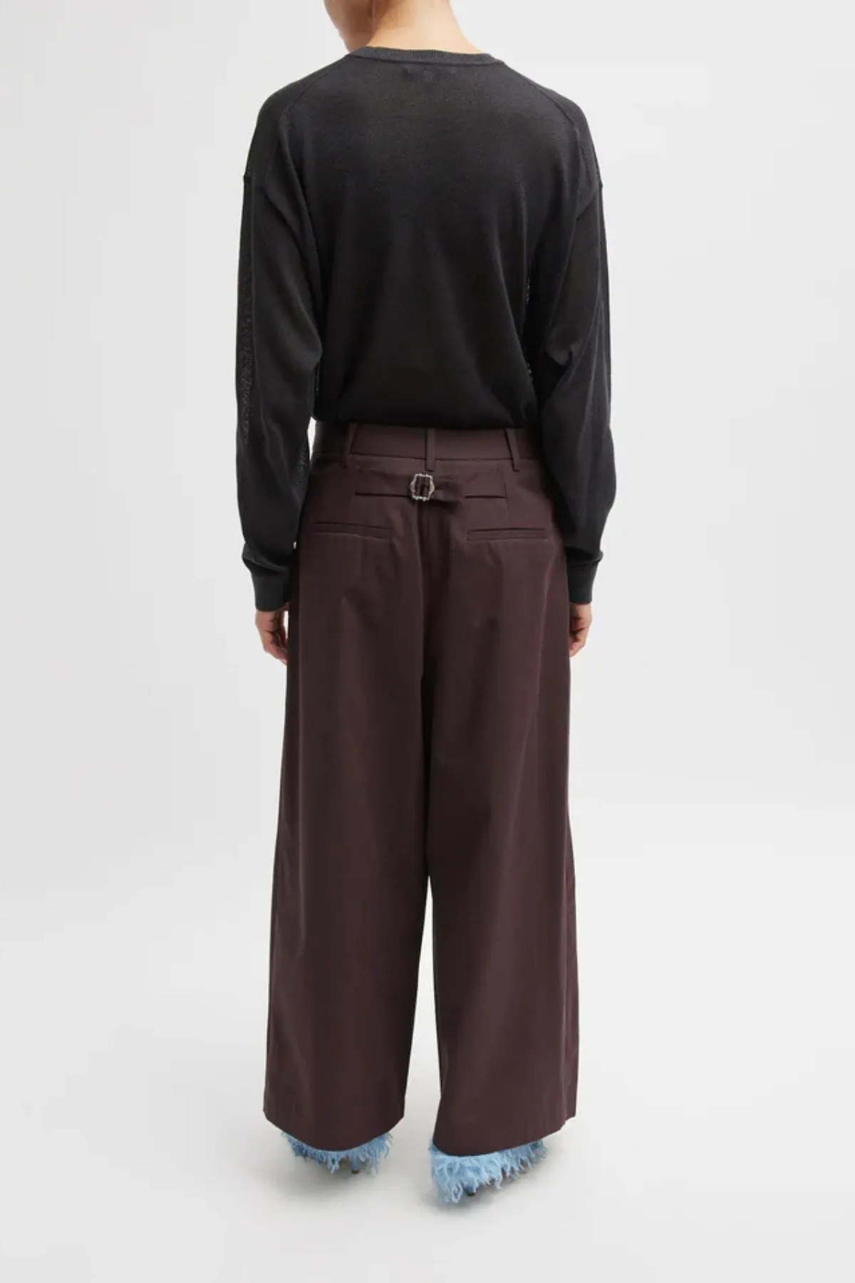 Pantalon court à triple plis Bio Twill Tibi Tibi pour femme - Prune