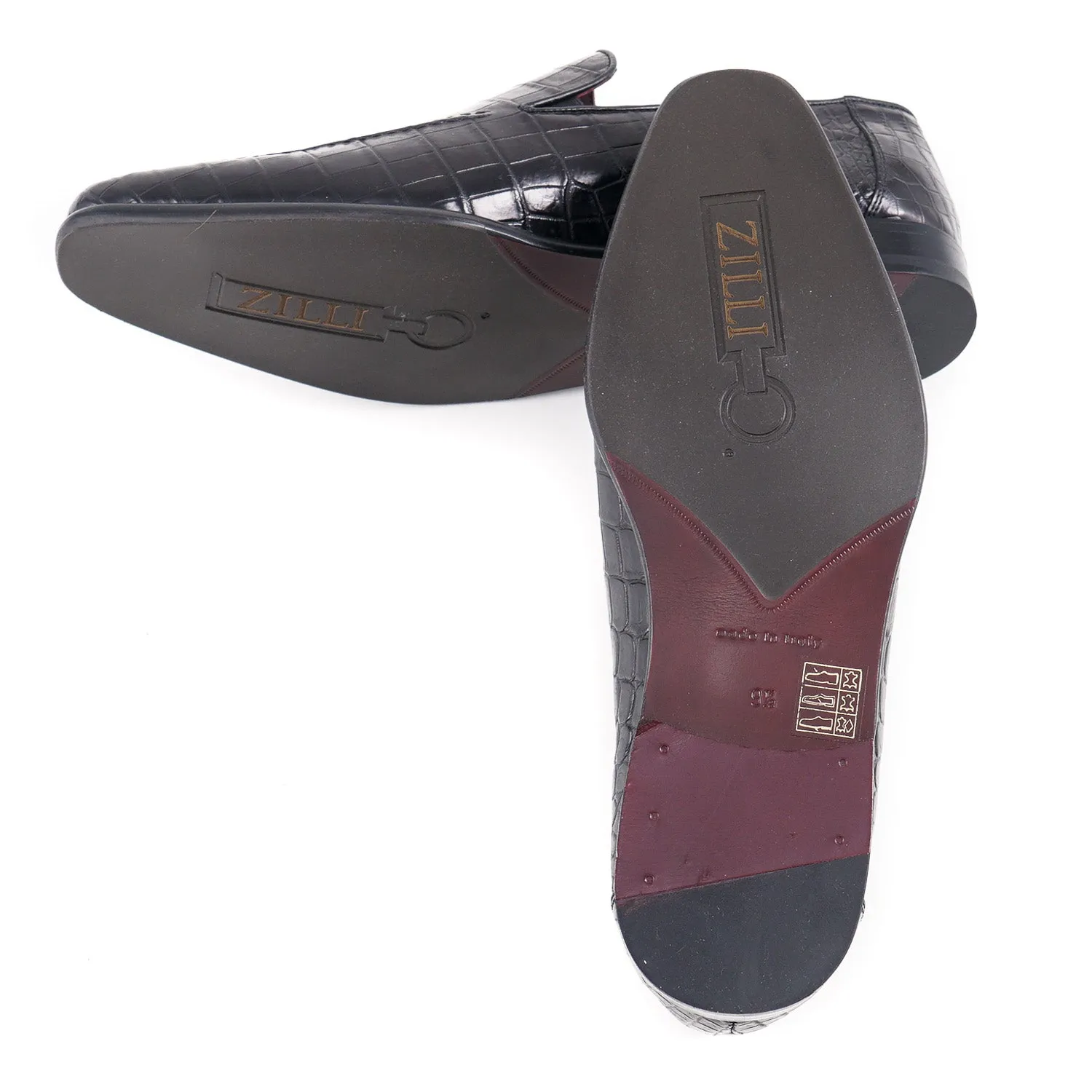 Zilli Black Mocassins en Pleine Peau de Crocodile Vêtements_Zilli